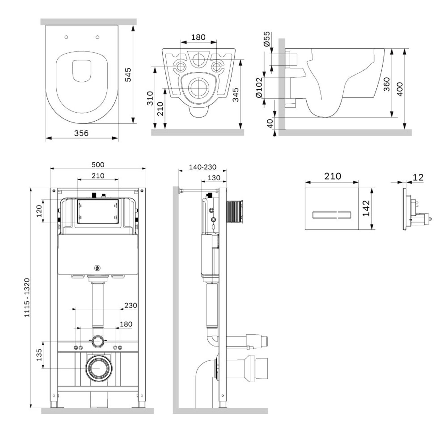 Комплект AM.PM IS450A38.8F1901: Инсталляция Pro + Кнопка Touchless Pro стекло черное + Унитаз Func Aquaspin C8F1901SC белый - фото 1