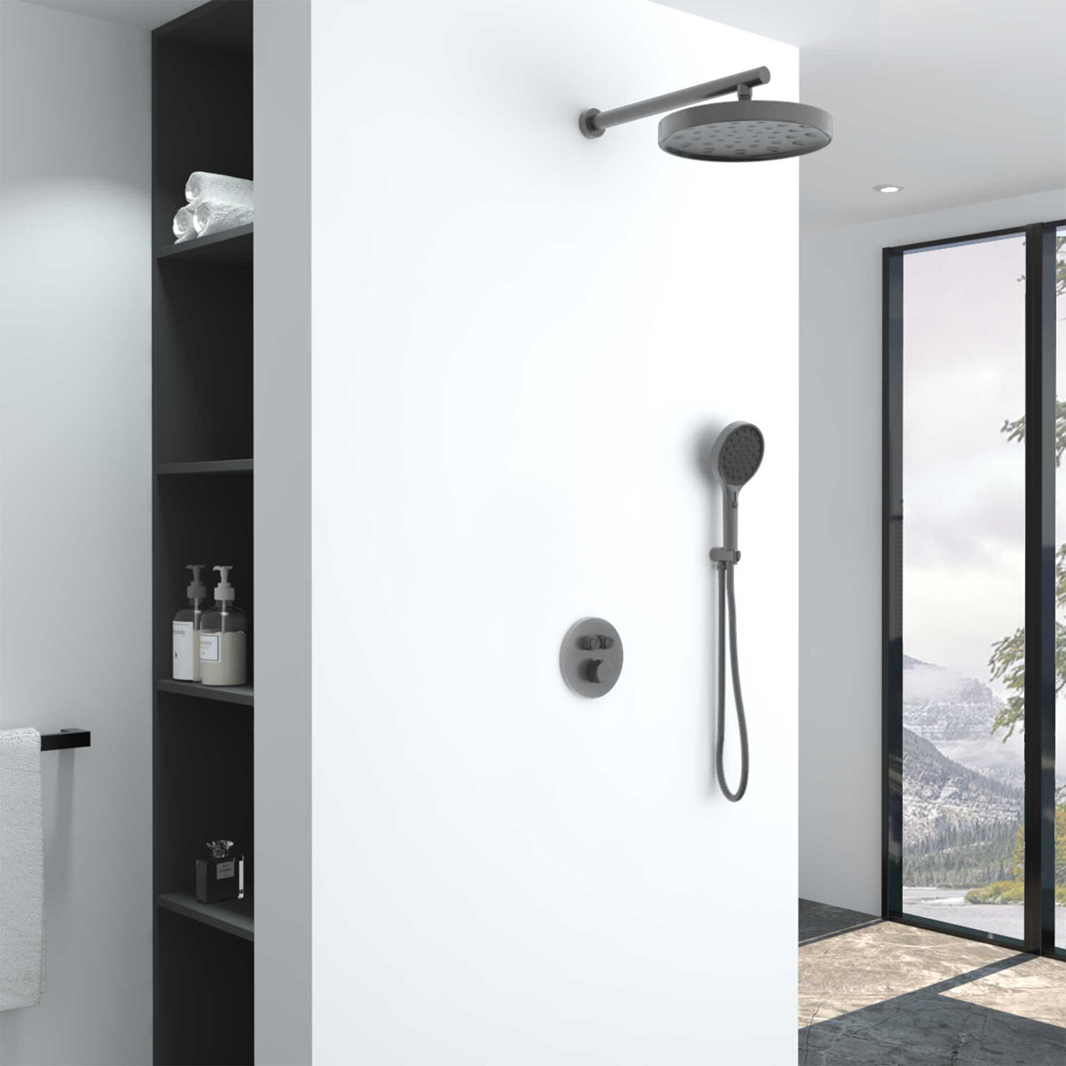 Душевой комплект Vincea Inspire VSFW-3I22MT2GM, встраиваемый, цвет вороненая сталь - фото 1