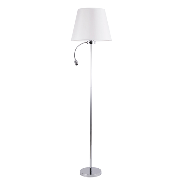 Торшер Arte Lamp Elba A2581PN-2CC, арматура хром, плафон ткань белая, 38х38 см