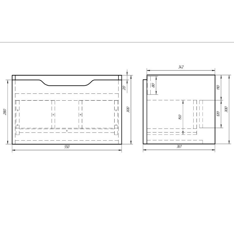 Мебель для ванной Dreja Tiny 60, с 1 ящиком, цвет белый глянец