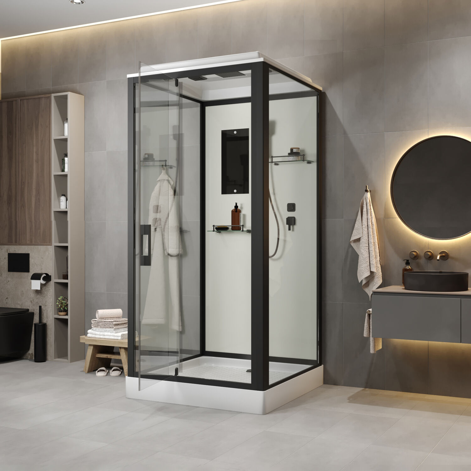 Душевая кабина Niagara Standart ST100/15Q/BL 100х100, стекло прозрачное, профиль черный матовый, с крышей