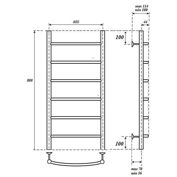 Полотенцесушитель Point П6 40x80 водяной, цвет хром