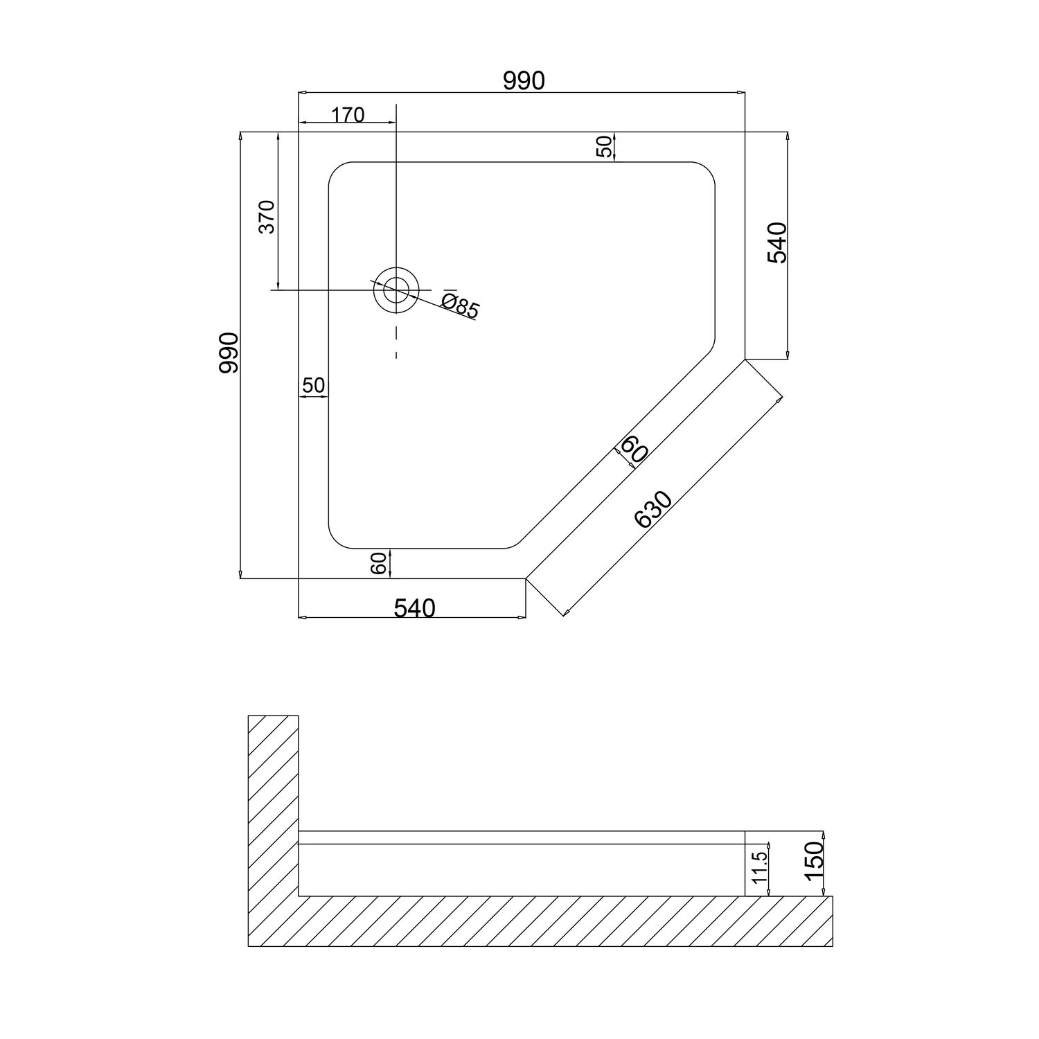 Душевой поддон Niagara Nova NG-100-100DRUS 100х100, акриловый, цвет белый  - фото 1