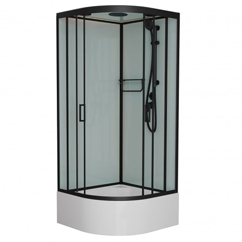 Душевая кабина Frank F409/2 М Black 90x90, с полотенцедержателем, стекло матовое, профиль черный