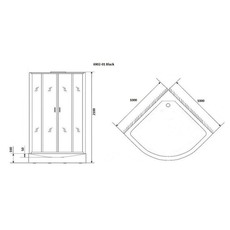 Душевая кабина Niagara Premium NG-6902-01 BLACK 100х100, стекло тонированное, профиль черный матовый, с крышей - фото 1