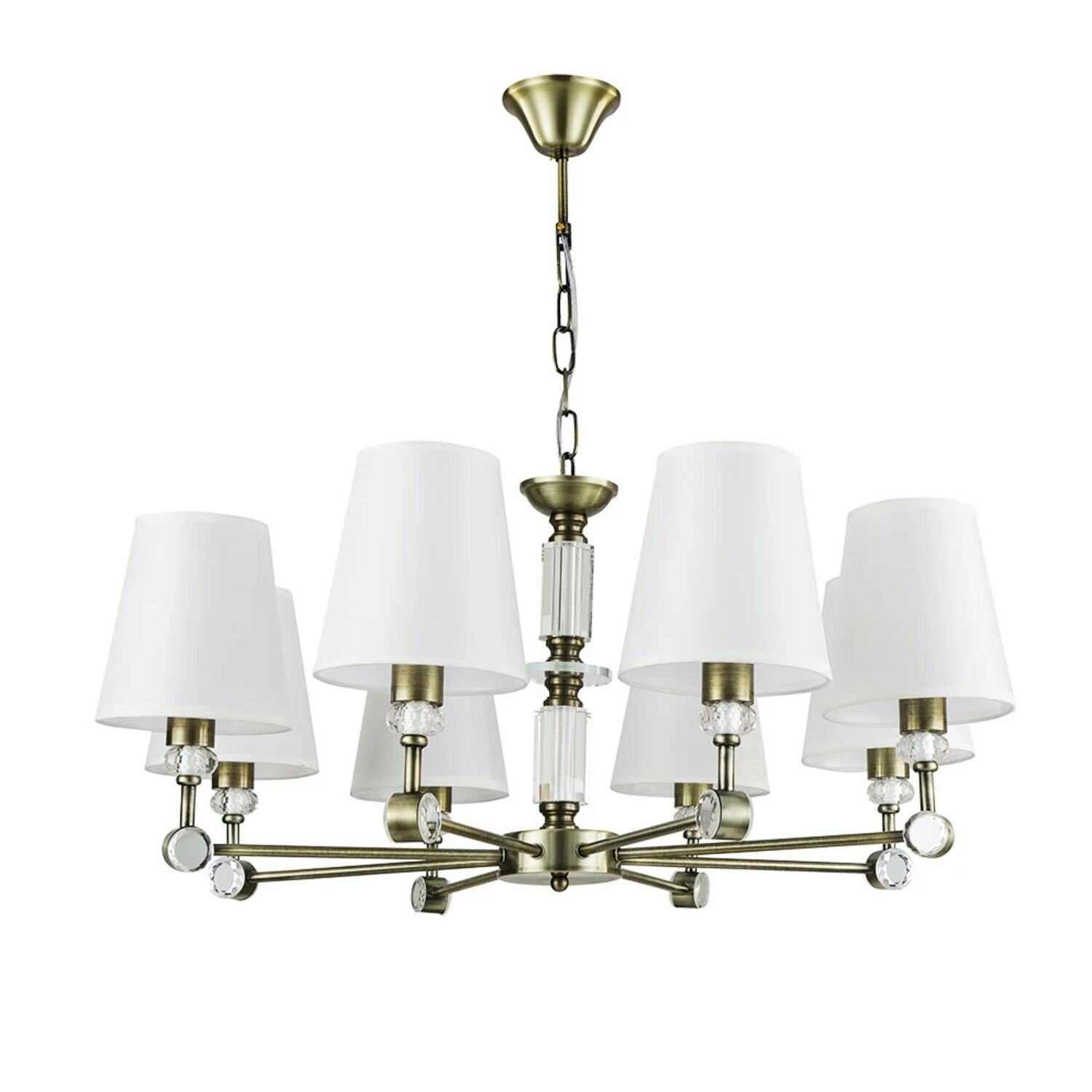 Подвесная люстра Arte Lamp Brocca A4093LM-8AB, арматура античная бронза, плафон ткань белая