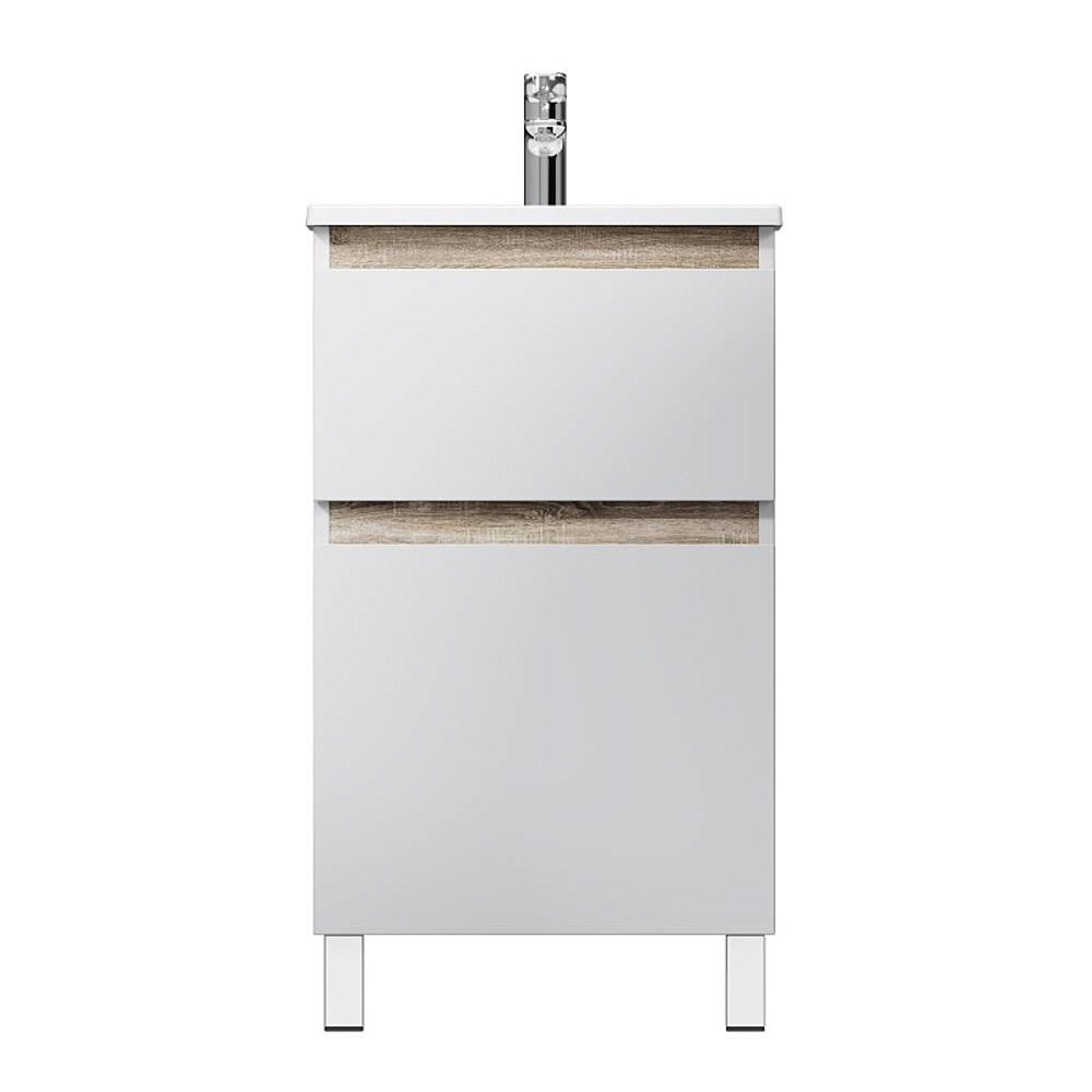 Тумба под раковину AM.PM X-Joy 50 напольная, цвет белый глянец/дерево