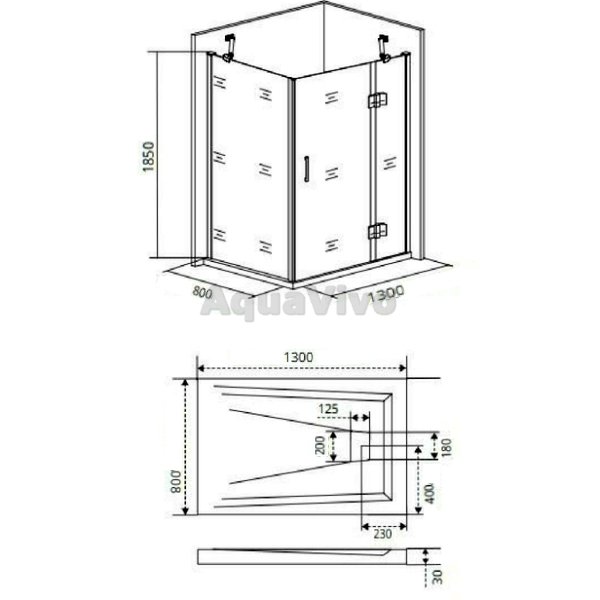 Душевой уголок Good Door Saturn WTW+SP-C-CH-R 130x80, стекло прозрачное, профиль хром, правый - фото 1