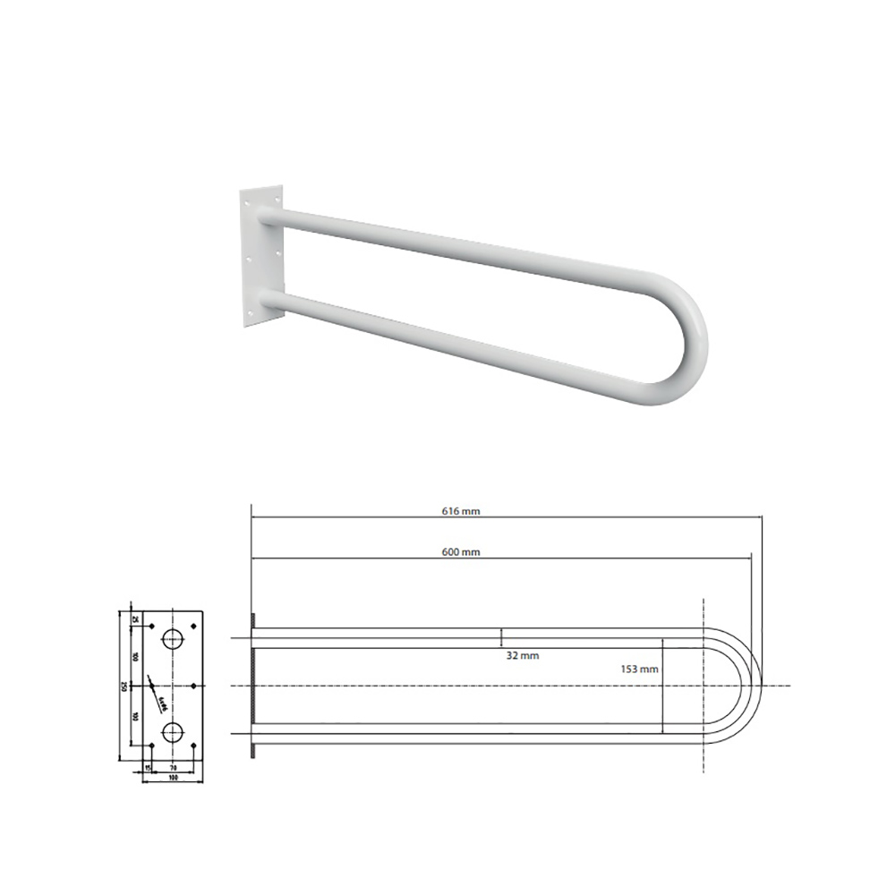 Bemeta Help 301102054 Поручень U-образный 60 см, цвет белый