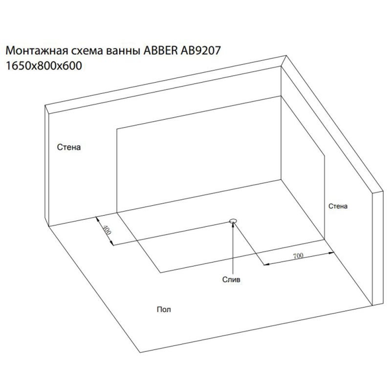 Ванна Abber AB9207MB 165x80 акриловая, цвет черный матовый - фото 1