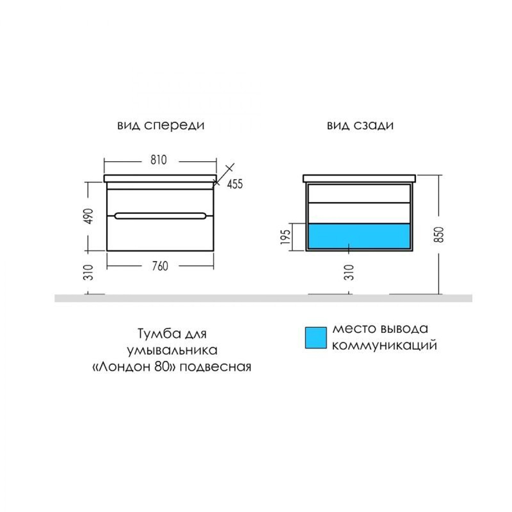 Тумба Санта Лондон 80 под раковину Фостер, подвесная, с ящиками, цвет белый - фото 1