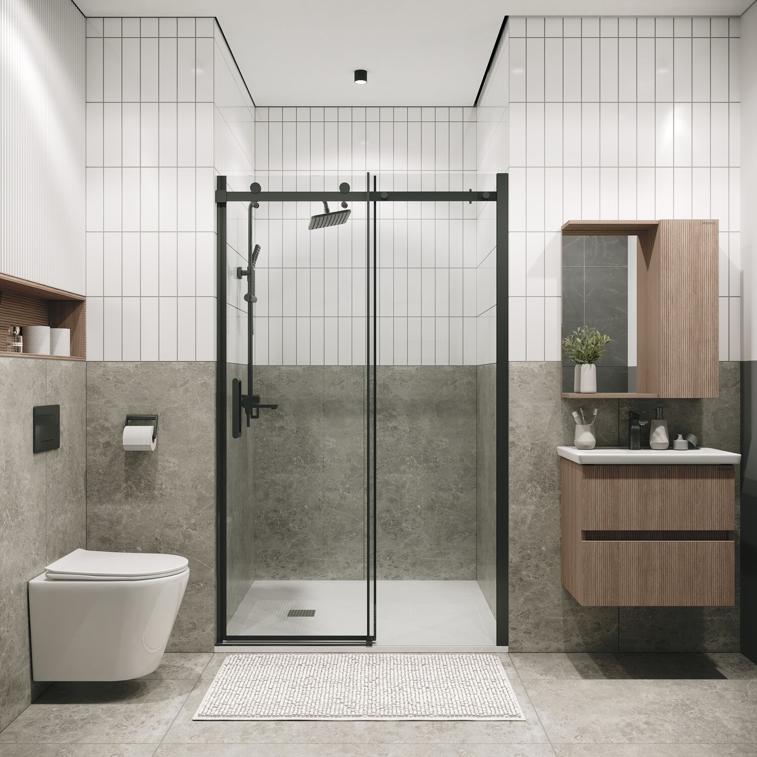 Душевая дверь Grossman Classic 100.K33.04.100.42.00 100х195, стекло прозрачное, профиль графит сатин - фото 1