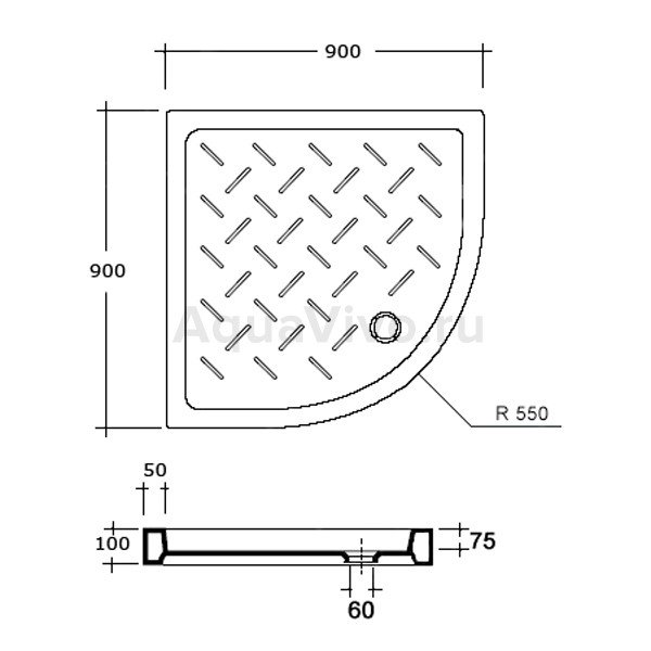 Поддон для душа RGW CER CR/R 90x90, керамический, цвет белый - фото 1