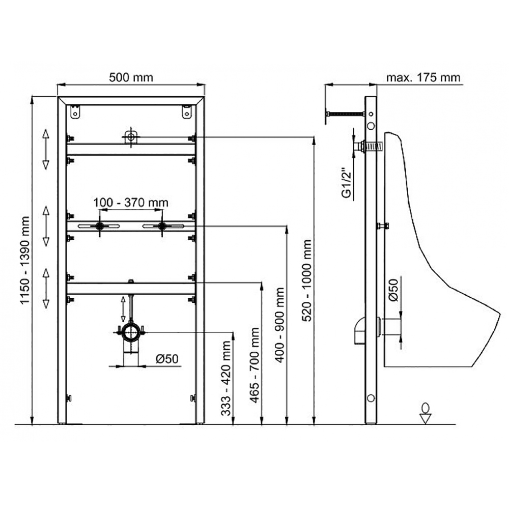 Инсталляция Berges Novum 049215 для писсуара