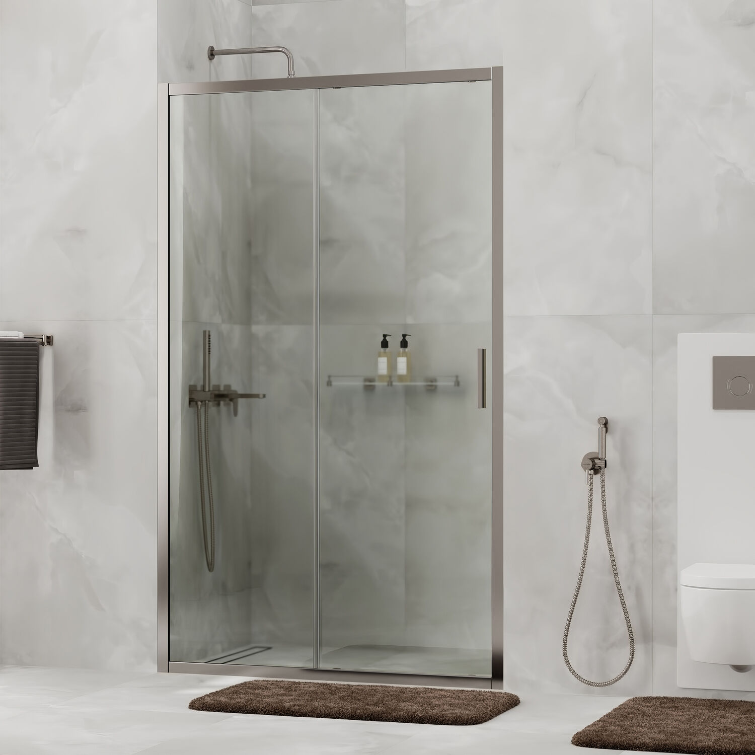 Душевая дверь WasserKRAFT Tauber 64S05 120x200, стекло прозрачное, профиль никель