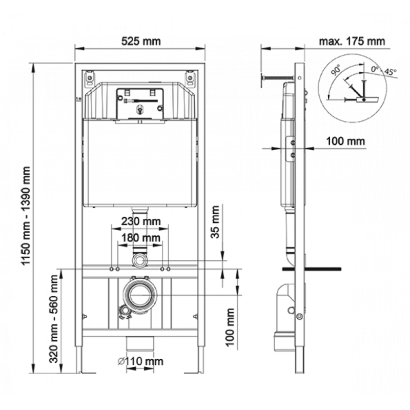 Инсталляция Berges Novum F5 040255 для подвесного унитаза, с черной кнопкой смыва Soft Touch