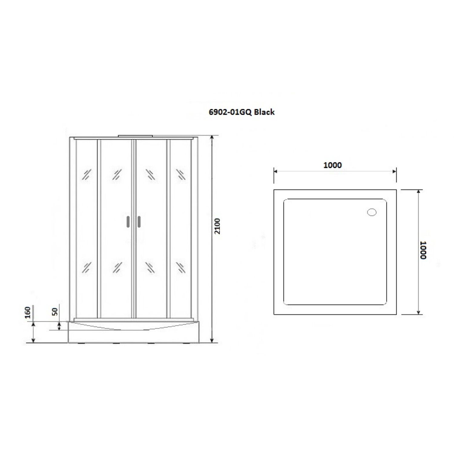 Душевая кабина Niagara Premium NG-6902-01GQ Black 100х100, стекло тонированное, профиль черный матовый, с крышей, с гидромассажем - фото 1