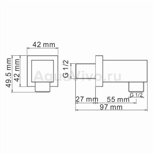 Подключение шланга WasserKRAFT A089, цвет хром - фото 1