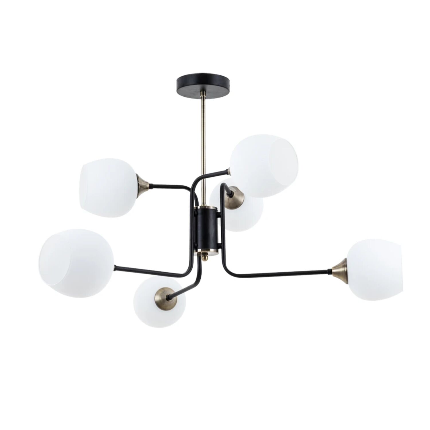 Подвесная люстра Arte Lamp Skat A3564PL-6BK, арматура черная, плафон стекло белое