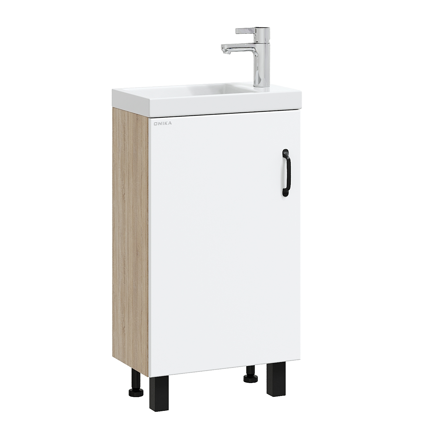 Мебель для ванной Оника Тимбер 45, напольная, цвет белый матовый / дуб сонома