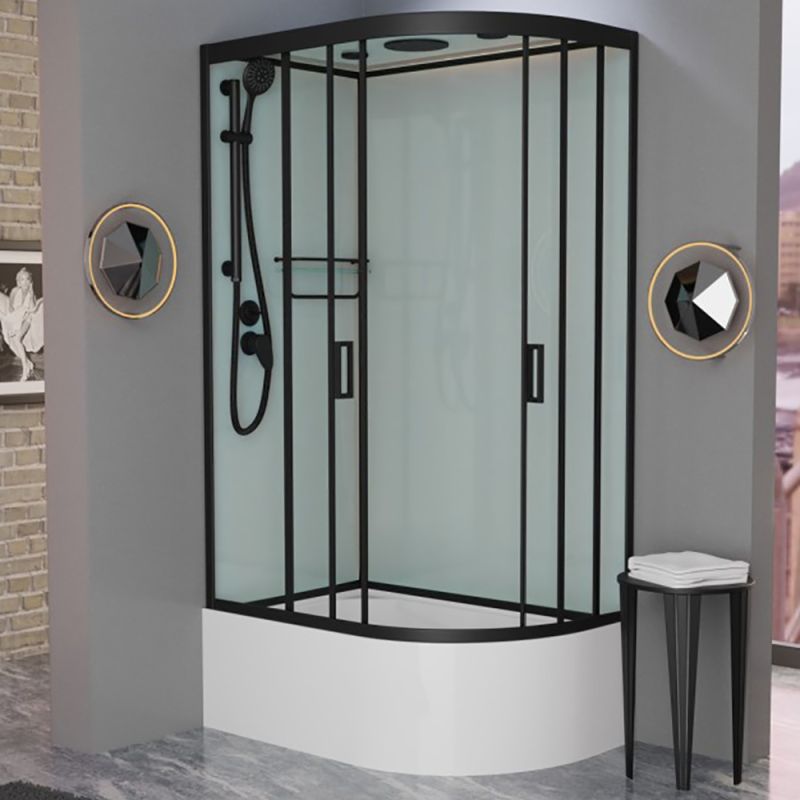 Душевая кабина Frank F412/2 L М Black 120x80, левая, с полотенцедержателем, стекло матовое, профиль черный