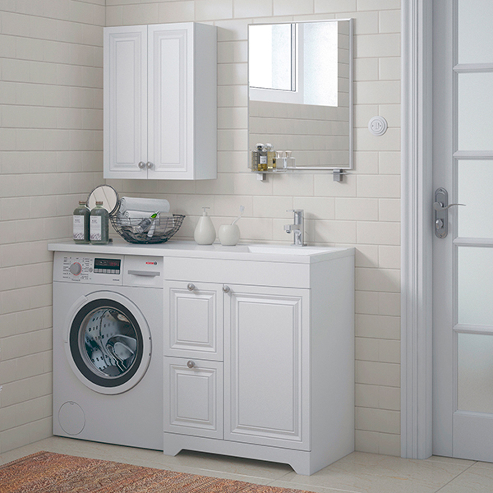 Мебель для ванной Corozo Леон Z2 130 напольная, с тумбой 70 см, цвет белый - фото 1