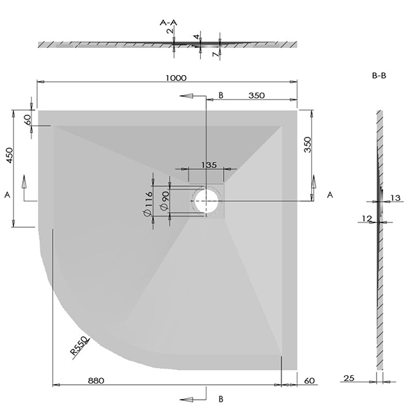 Поддон для душа Vincea VST-4SQ 100x100, искусственный камень, цвет белый - фото 1