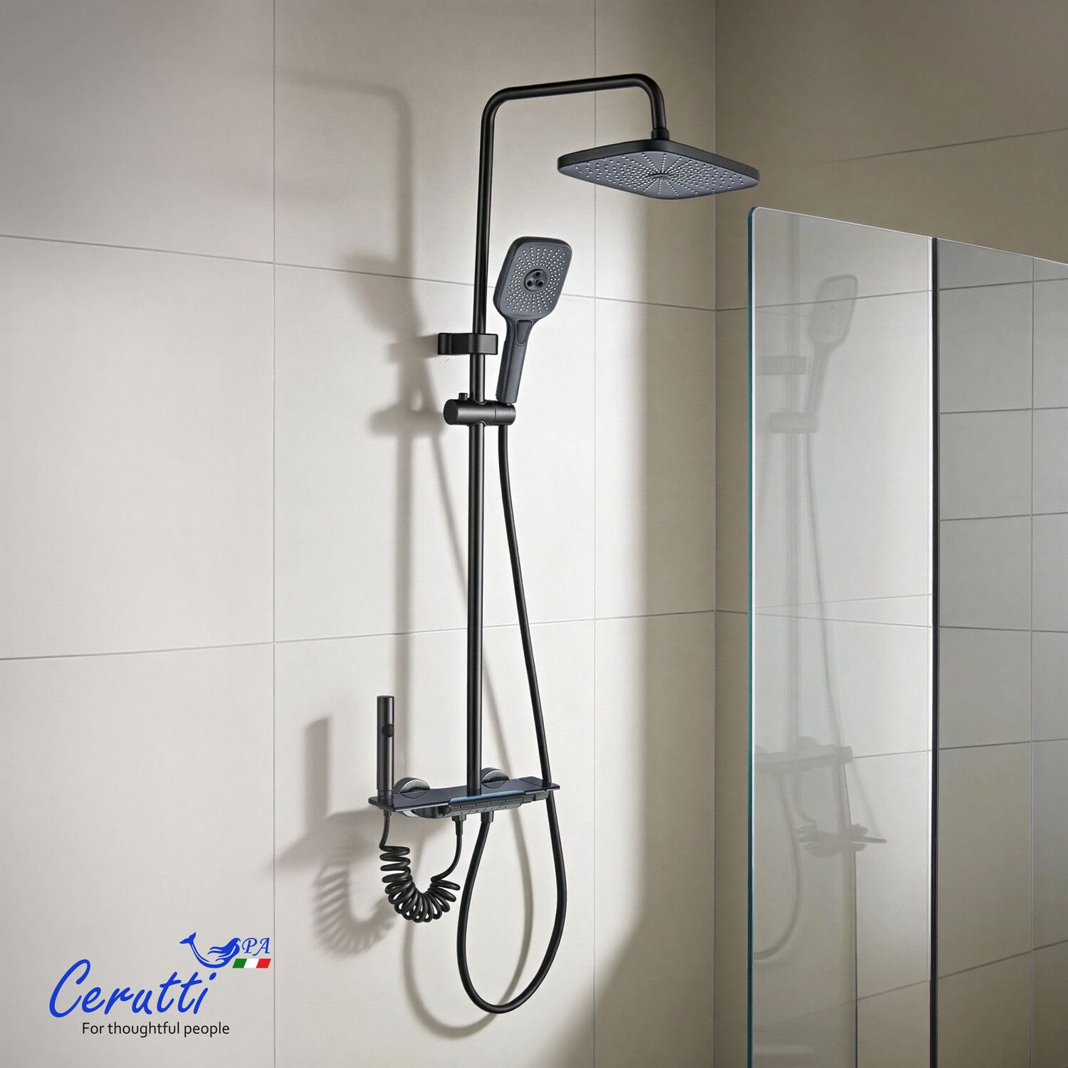 Душевая стойка CeruttiSPA Flavio, цвет графит - фото 1