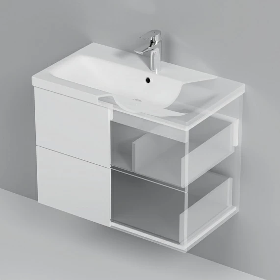 Тумба под раковину AM.PM Gem 75 подвесная, 2 ящика, цвет белый глянец - фото 1