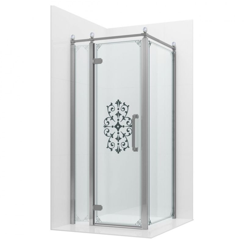 Душевой уголок Ambassador Royal 18015108-L 90x90, левый, стекло прозрачное с рисунком, профиль хром
