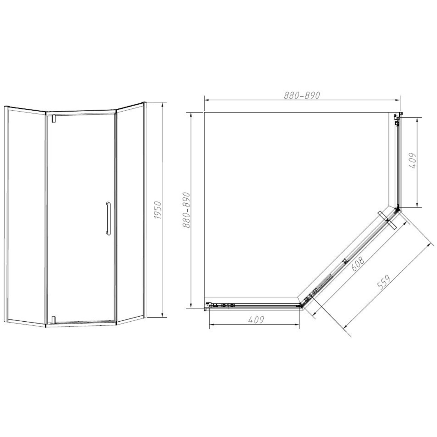 Душевой уголок Vincea Slim-N VSP-4SN 90x90, стекло прозрачное, профиль черный - фото 1
