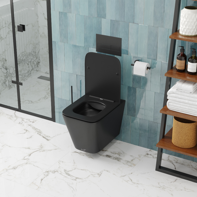 Унитаз CeruttiSPA Maiella Aria MB CT9163 подвесной, безободковый, с сиденьем микролифт, цвет черный матовый - фото 1