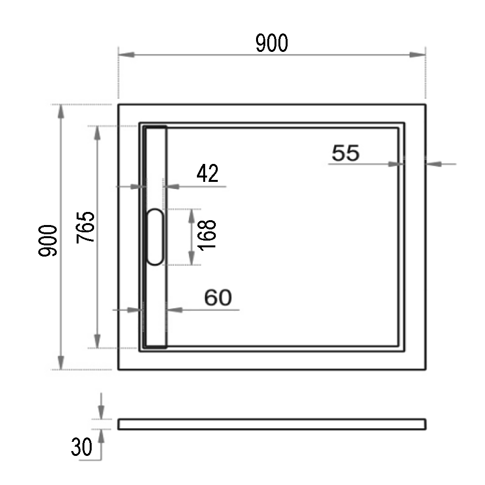 Поддон для душа Weltwasser WW TRS 90 STONE-BL 90x90, литьевой мрамор, цвет черный