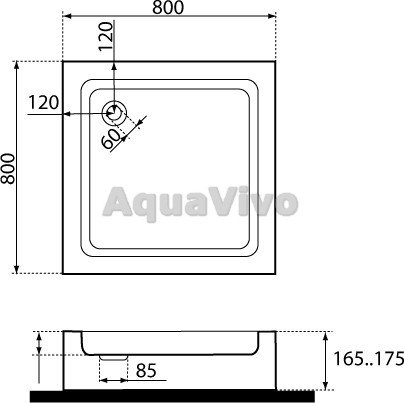 Поддон для душа Бас Аполло 80x80, акриловый, цвет белый - фото 1