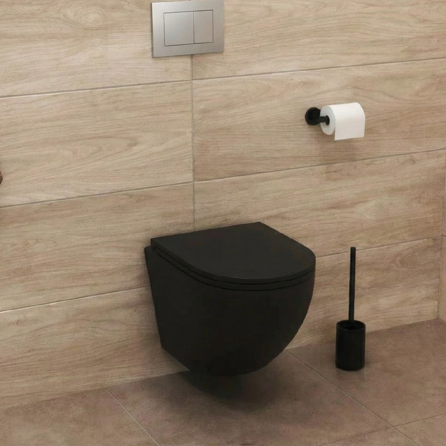 Унитаз Joki Stella Black JK1111019MB подвесной, безободковый, с сиденьем микролифт, цвет черный