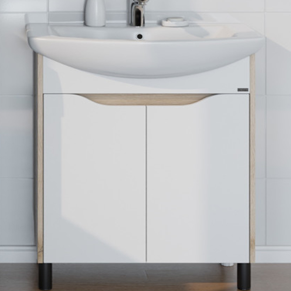 Тумба под раковину Санта Сатурн 70, напольная, цвет белый / дуб австрийский