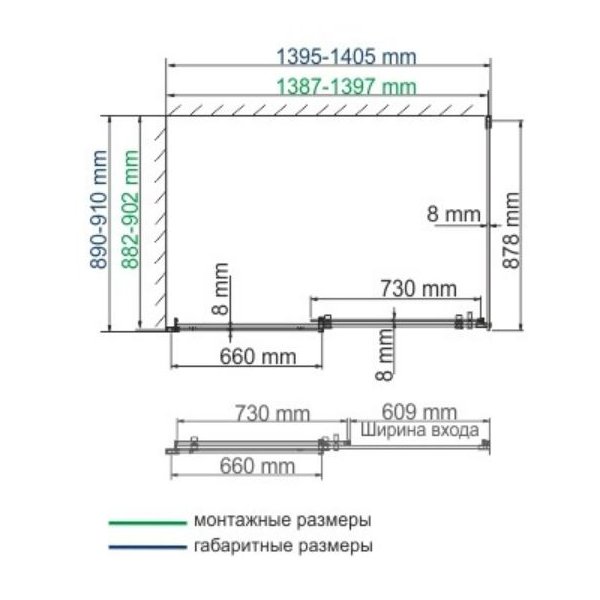 Душевой уголок WasserKRAFT Dinkel WasserSchutz 58R36 140x90, стекло прозрачное, профиль серебристый - фото 1