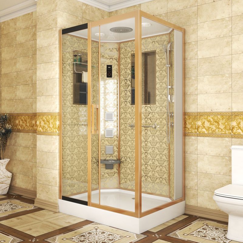 Душевая кабина Niagara Luxe NG-7711G L 120x90, левая, стекло прозрачное, профиль золото, с крышей, с гидромассажем, с пультом управления