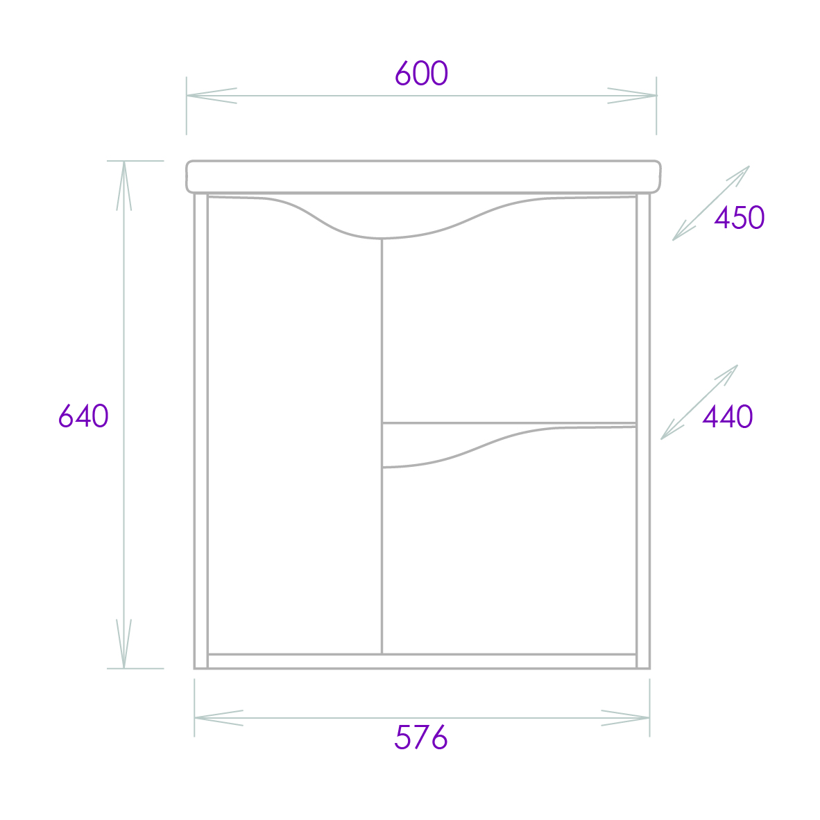 Тумба под раковину Оника Брендон 60, цвет бетон крем / камень светлый - фото 1