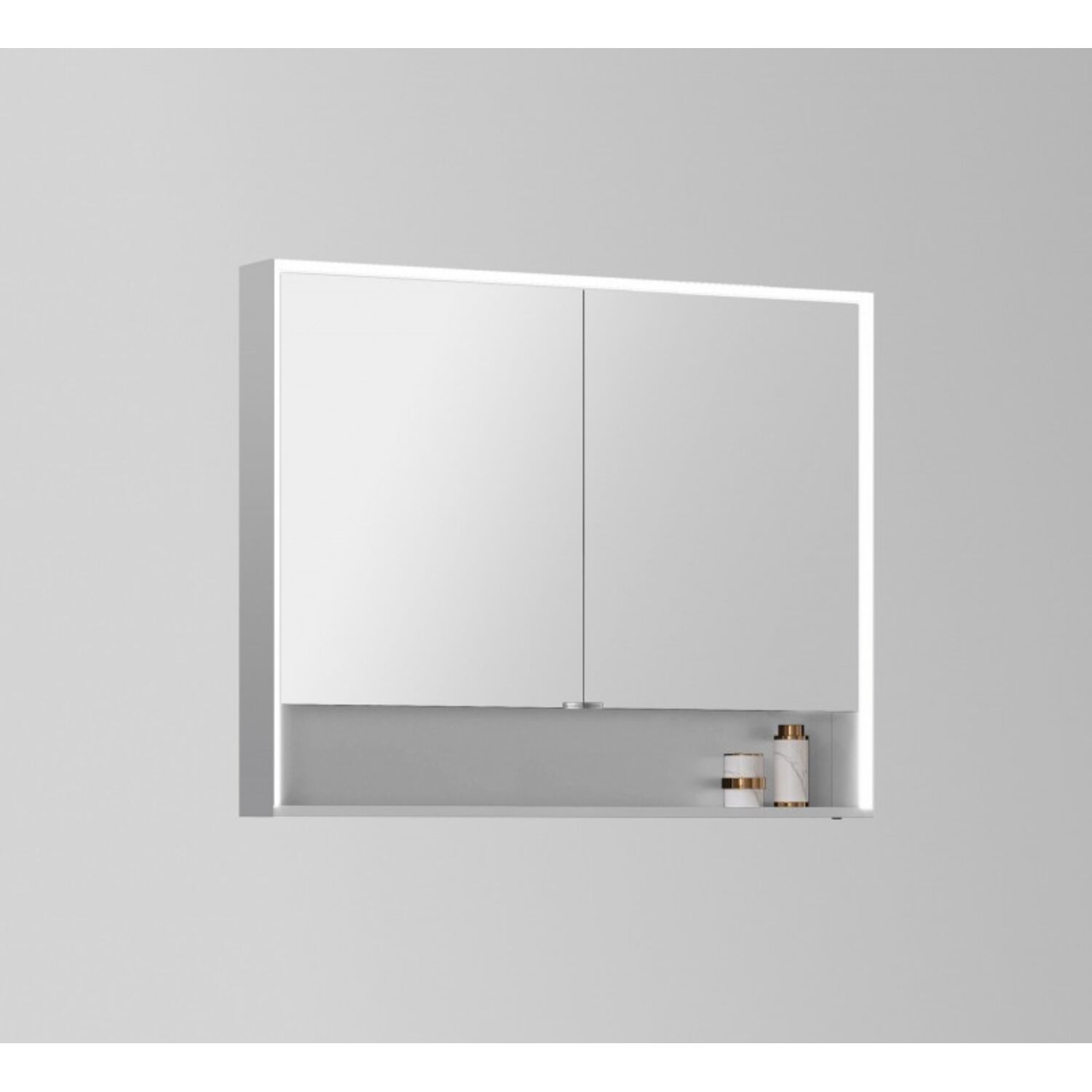 Шкаф-зеркало Esbano ES-5509 90x80, с подсветкой, цвет хром