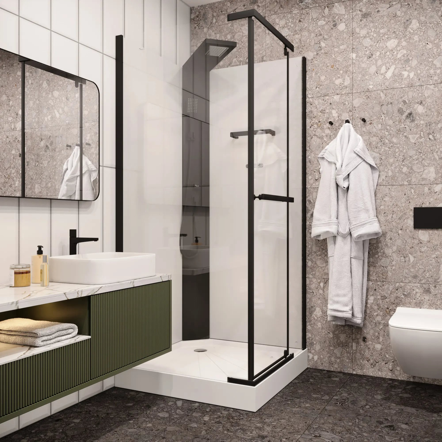 Кабина CeruttiSPA Mimi 90B 90x90, стекло прозрачное, профиль черный - фото 1