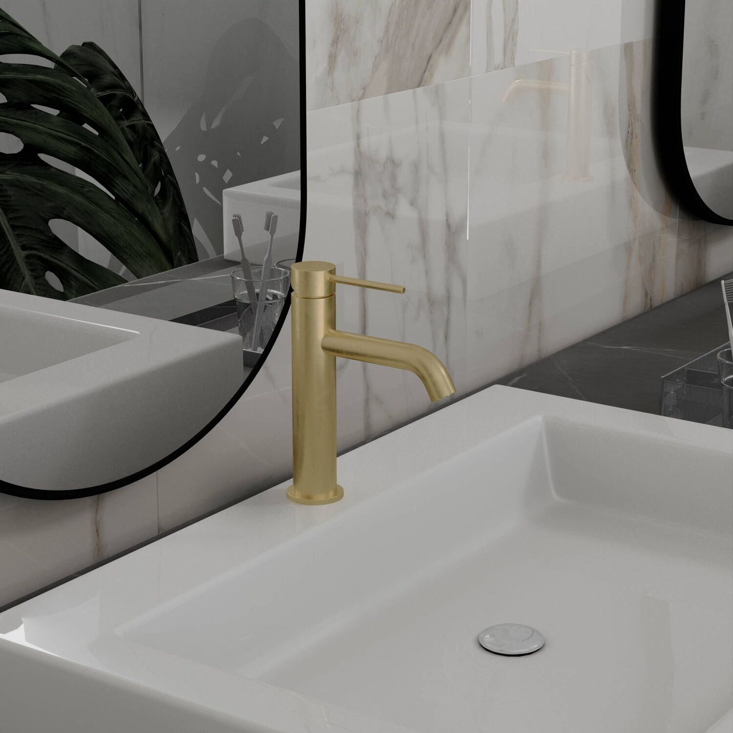 Смеситель Vincea City VBF-2C1BG для раковины, цвет брашированное золото - фото 1