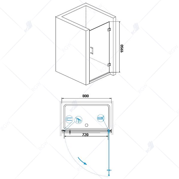 Душевая дверь RGW Hotel HO-011B 80, стекло прозрачное, профиль черный - фото 1