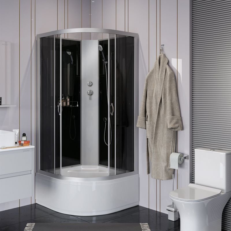 Душевая кабина Niagara Classic NG-2509-14BK 100x100, стекло тонированное, профиль серебро, без крыши