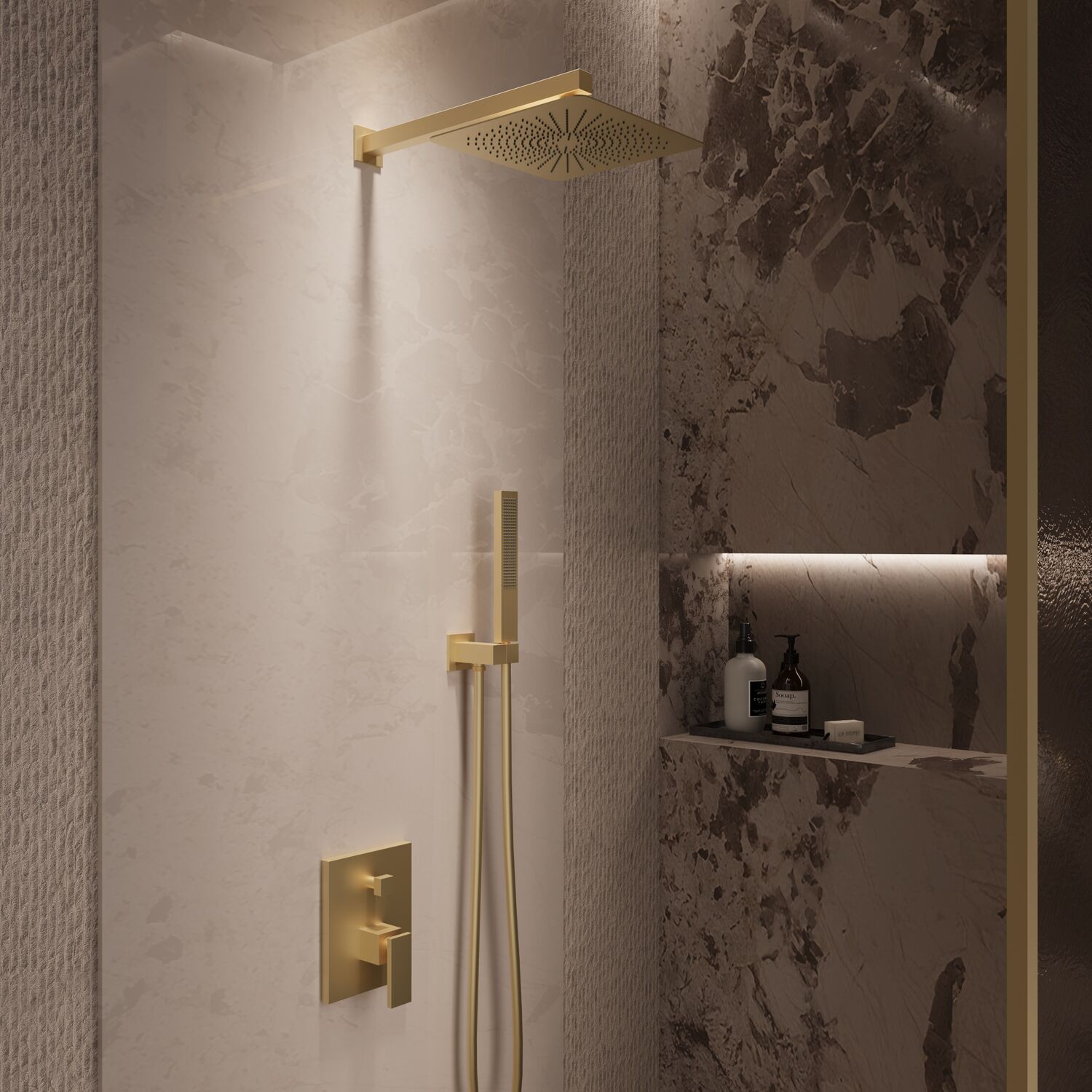 Душевой комплект Vincea Dice VSFW-2DS1BG, встраиваемый, цвет брашированное золото - фото 1
