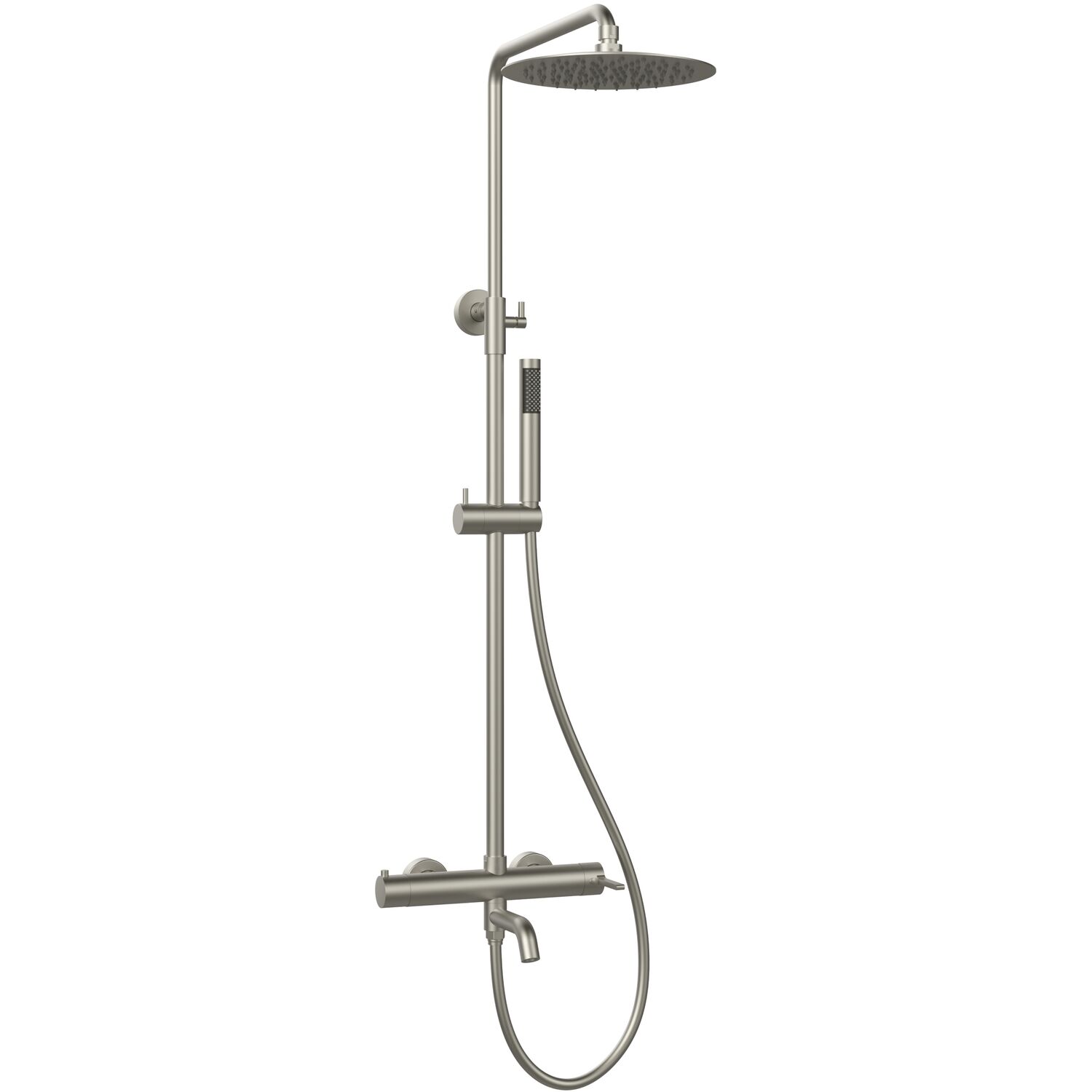 Душевая стойка Vincea Villa VSFS-1VL1BN, с верхним душем, смесителем, цвет брашированный никель