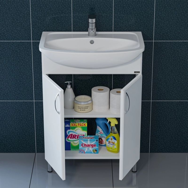 Тумба под раковину Санта Сити 60 напольная, с дверцами, цвет белый - фото 1