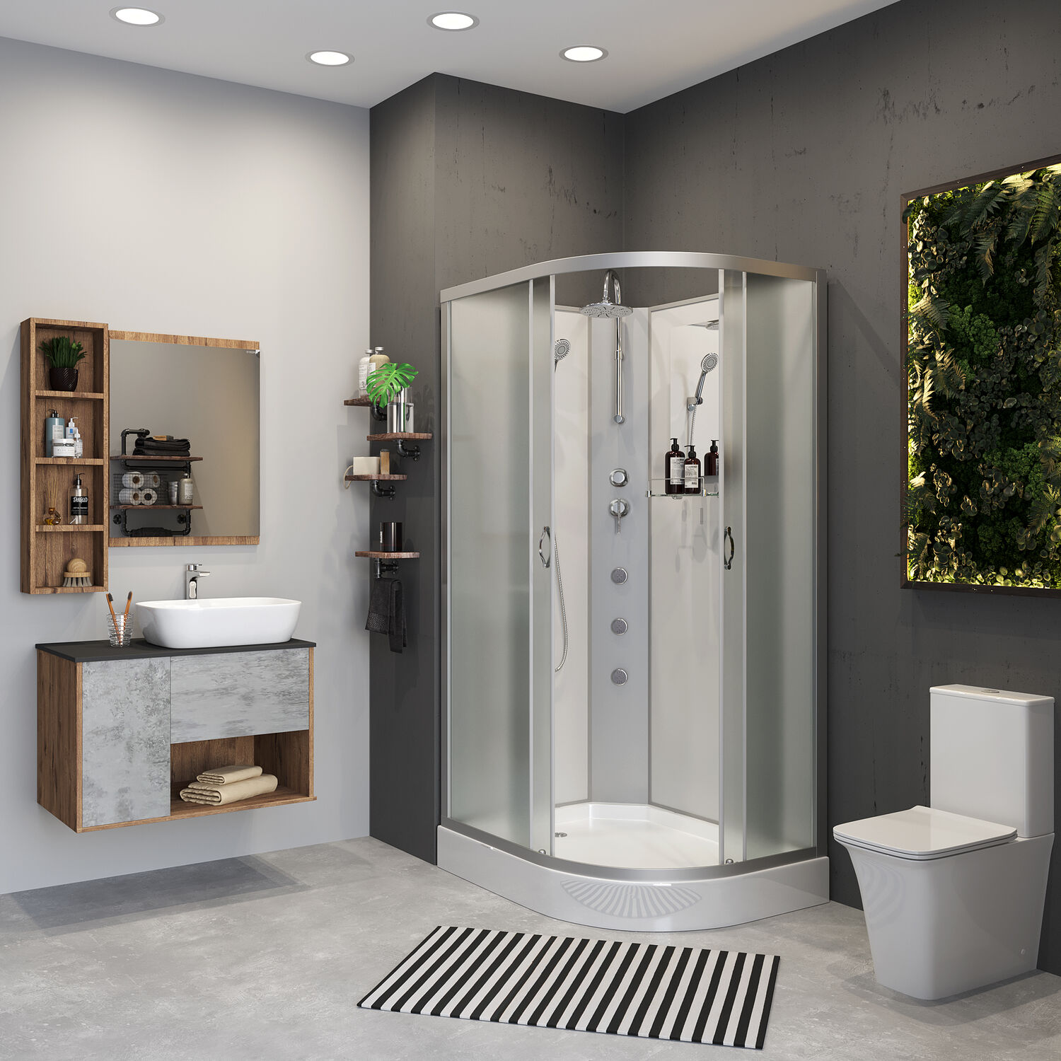 Душевая кабина Niagara Classic NG-3312-14LBKTG 120х80, левая, стекло матовое, профиль серебро, без крыши, с гидромассажем