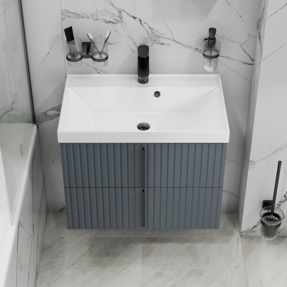 Тумба под раковину Санта Юпитер 70, подвесная, 2 ящика, цвет графит матовый - фото 1