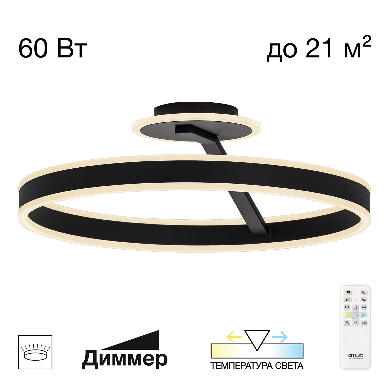 Потолочная люстра Citilux Дуэт CL719751, арматура черная